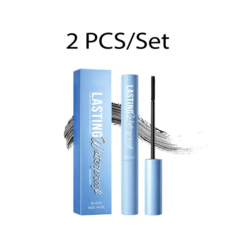 Rímel ondulado de longa duração, à prova d'água, à prova de manchas, volumizador, maquiagem para os olhos, fórmula nutritiva, rímel de fibra de seda preta 4g