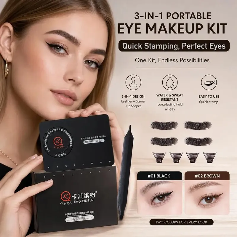3 em 1 conjunto de carimbo de cílios inferiores e beleza conjunto de carimbo de toupeira 3s aplicação rápida ferramentas de maquiagem de olhos à prova d'água
