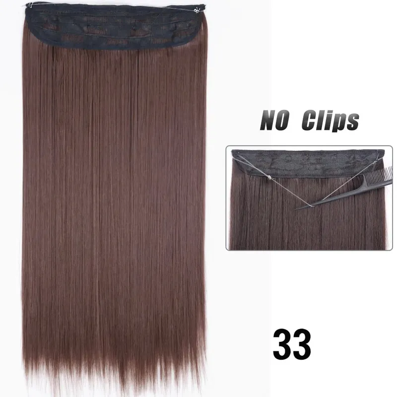 Sem clipes extensões de cabelo fio invisível longo em linha reta sintético falso pedaço de cabelo 80cm preto marrom loiro penteado
