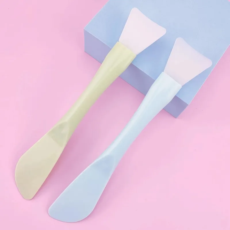 Dual-use DIY Mud Film Brushes Knife Type Flat Head Silicone Plastic Facial Mask Brushes Silicone Film Adjusting Rod Beauty Tools