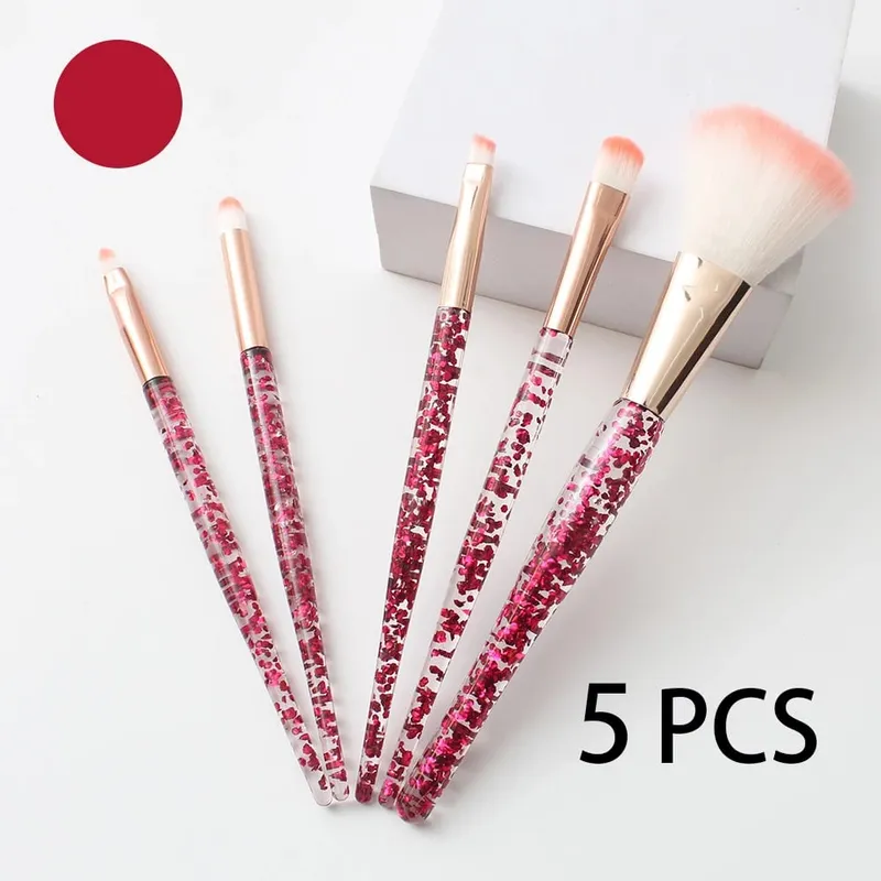 Conjunto de pincéis de maquiagem profissional 5 PCS compatível com sombra de sobrancelha - cerdas de nylon