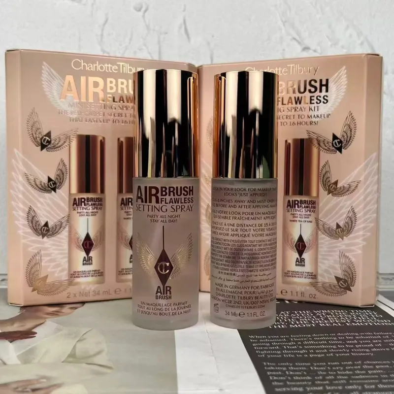 Charlotte Tilbury Airbrush Flawless Setting Spray 100ml 34ml 2PCS Set Setting Spray Moisturizing Hydrate Oil Control MakeUp Gift