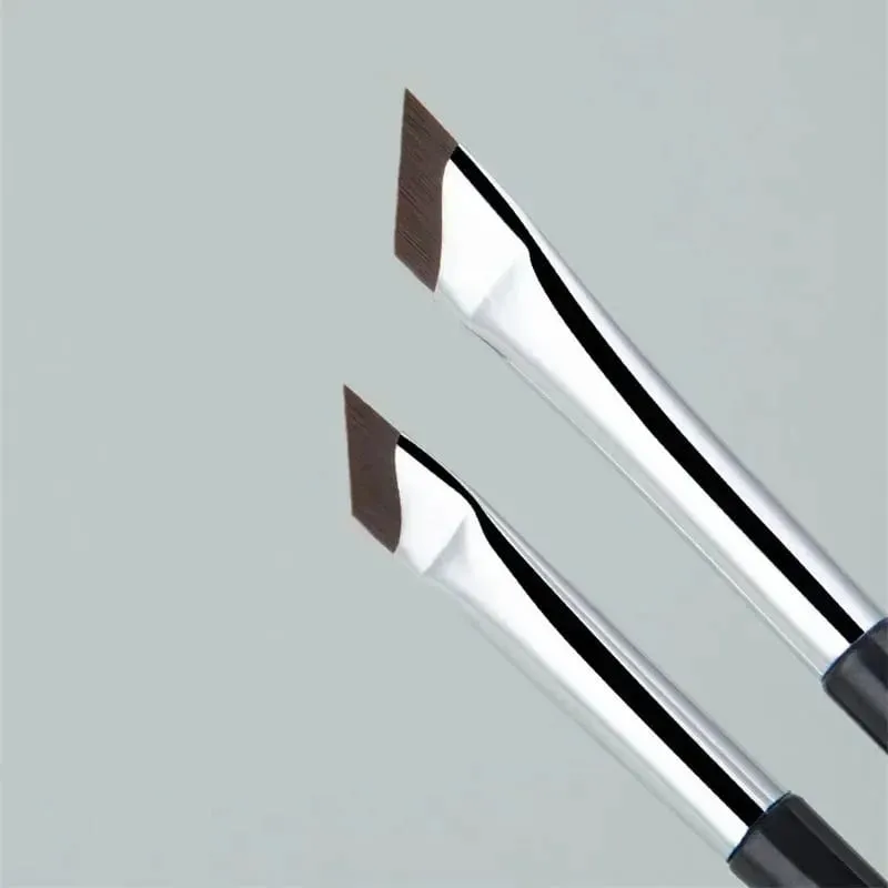 Pincel de delineador de ponta angular, 2 peças, ultra fino, pincel de sobrancelha plano, curvo, ferramentas de maquiagem de delineador fino