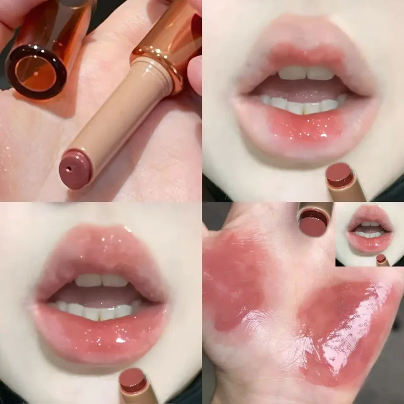Espelho de vidro sólido lábio esmalte água luz flash batom hidratar matiz lábio óleo bálsamo imprensa batom cosméticos