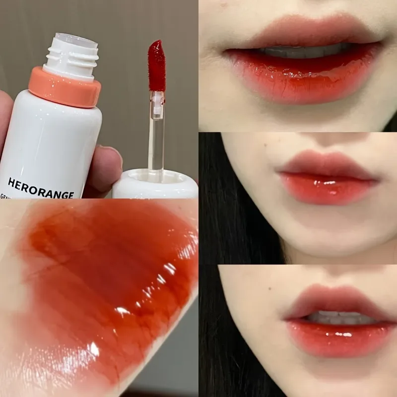 Herorange Glossy Lip Gloss Hydrating Watery Plump Lips Long Lasting for Autumn Winter