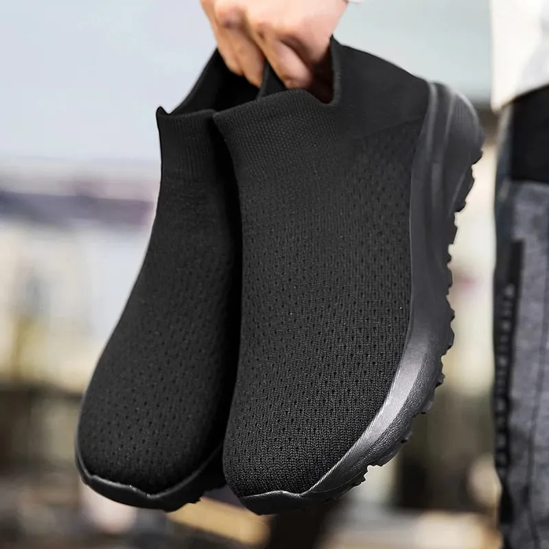 Tênis de alta qualidade masculino confortável respirável leve macio dedo do pé largo antiderrapante meias planas sapatos esportivos casuais ao ar livre — image 8