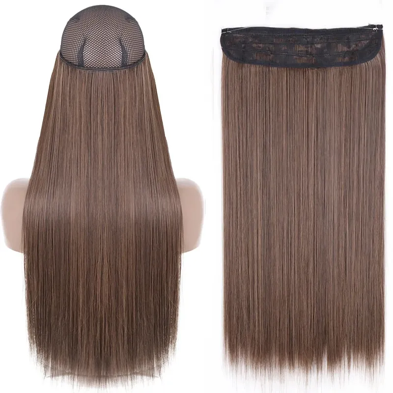 Sintético sem clipe de onda extensões de cabelo escondido segredo falso peça de cabelo uma peça linha de peixe falso pedaço de cabelo — image 11