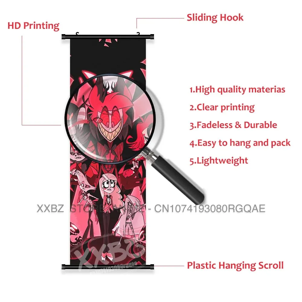 Simple Black Comedy Hazbin Hotel Home Decoration Hanging Painting Cartoon Wall Artwork Scrolls Picture Room Canvas Print Posters