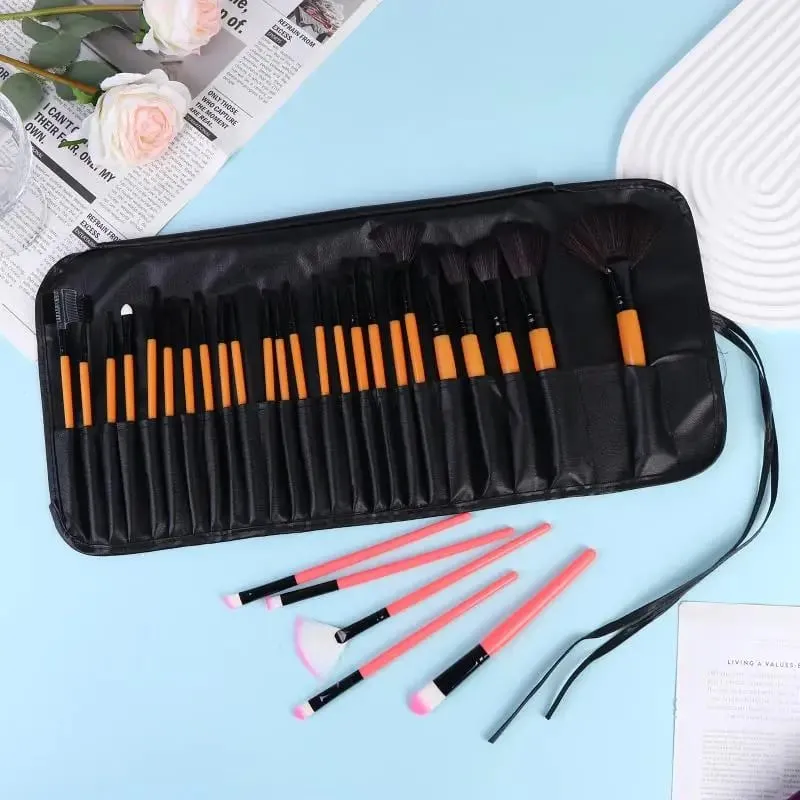 Conjunto de pincéis de beleza profissional de 24 unidades inclui todos os pincéis de maquiagem com bolsa organizadora para uso pessoal e de viagem