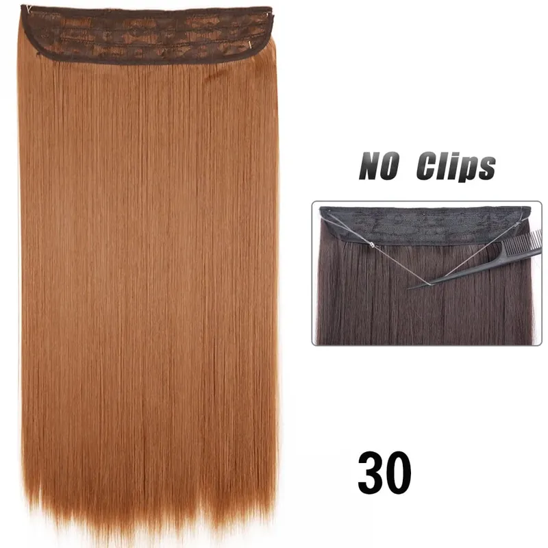 Sem clipes extensões de cabelo fio invisível longo em linha reta sintético falso pedaço de cabelo 80cm preto marrom loiro penteado