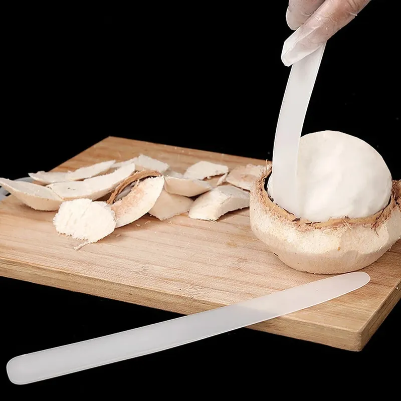 1/2 pçs remoção de carne de coco faca macia plástico abridor de ferramenta de coco conveniente resistente alça longa abridor de coco gadgets de cozinha