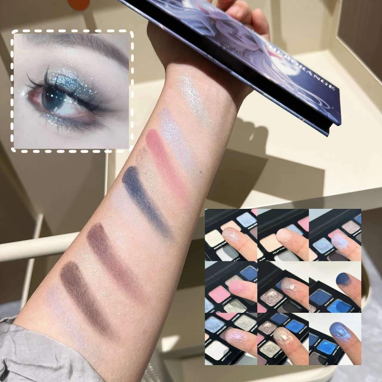Paleta de sombras metálicas com 12 cores, pérola fosca, cintilante, azul, iluminador, brilho, maquiagem fashion — image 6