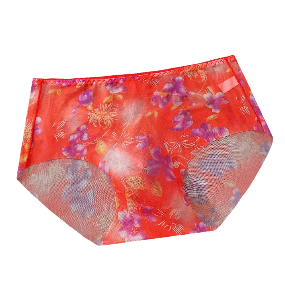 1pc Men's Thin Mesh Briefs Underwear 3D Bulge Pouch Underpants Print See Through Sissy Panties Elastic Breathable Briefs
