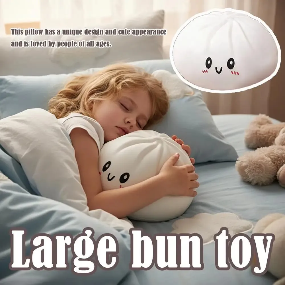 Large Dumpling Pillow Soft Huggable Plush Toy for Home Decor Adorable Dumpling Shape with Playful Expression Dough Ball