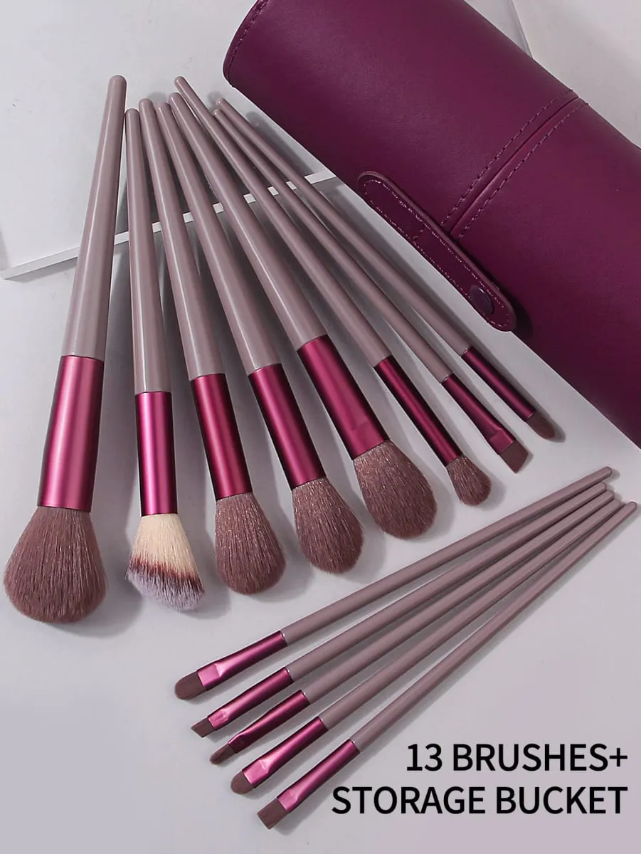 Conjunto de pincéis de maquiagem profissional, 13 peças, macio, fofo, base, sombra, corretivo, mistura, blush, pincel, kabuki, ferramenta de beleza feminina