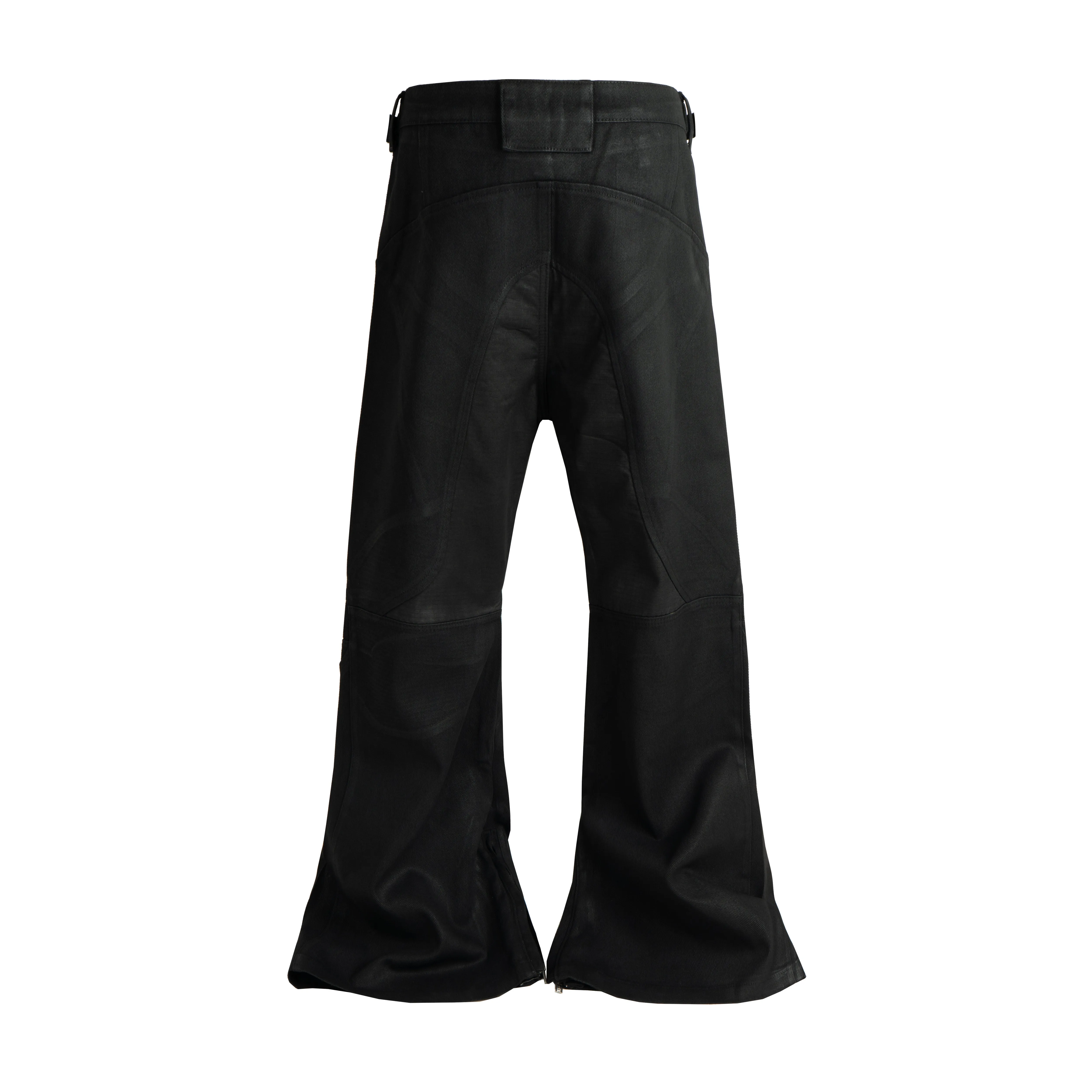 Techwear estilo encerado revestimento plissado retalhos punk queimado jeans homem cintura fivela design vintage motocicleta calças casuais