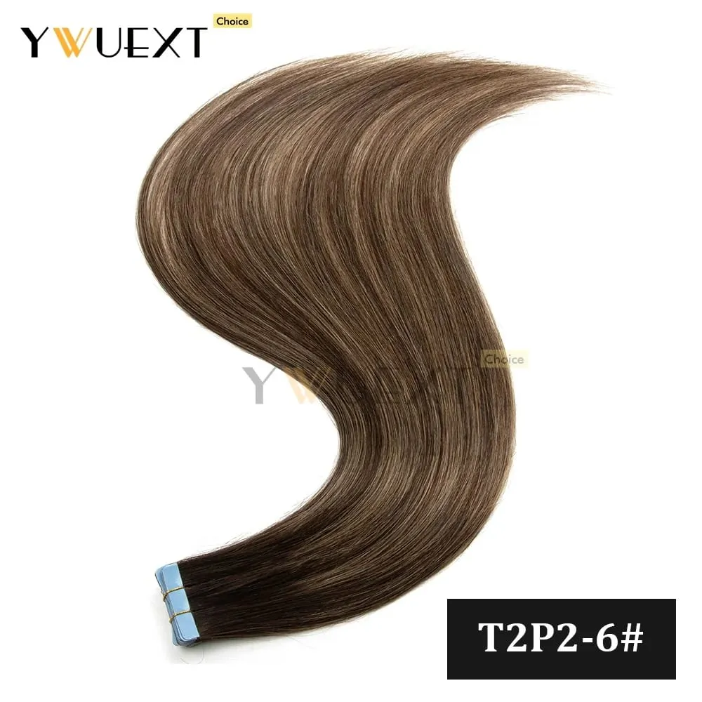 Fita de cores gradientes de 20 unidades/pacote em extensões de cabelo humano adicionam volume e comprimento para mulheres 30g 16-20 polegadas qualidade de salão de beleza YWUEXT