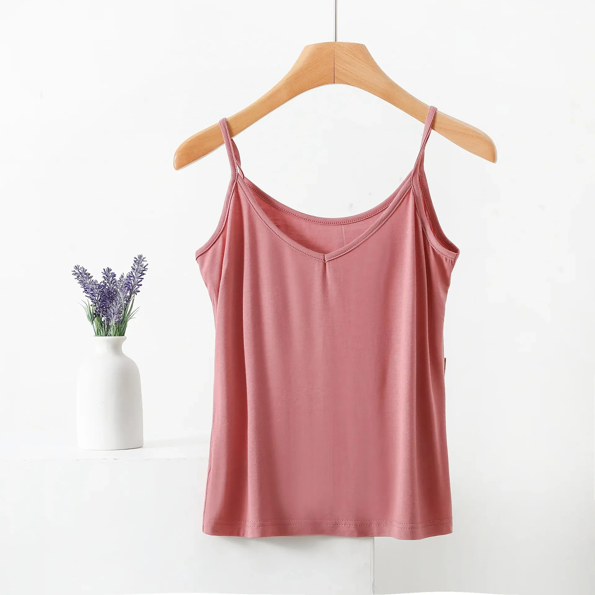 Top de alça espaguete feminino halter com decote em v básico cami sem mangas regata feminina verão cor sólida