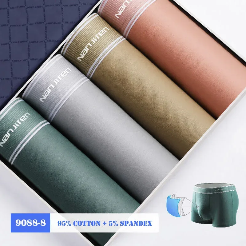 4Pcs/lot Men's Underwear Sexy Boxer Shorts Cotton Panties Man Solid Underpants Male Soft U Convex Lingerie Plus Size L-6XL — image 42
