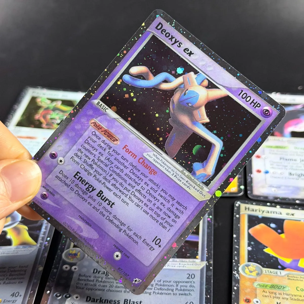 Cartões de proxy Pocket EX Deoxys Crobat Jirachi Latios Sharpedo Salamence Hariyama Deoxys Rayquaza Cosmos Holo Gold Star UR