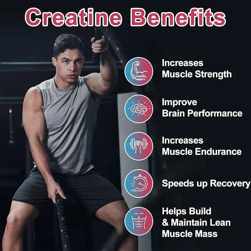 Kexinsh Creatina Monohidratada Gomas 6000 mg de creatina mastigável sem açúcar para força muscular, construtor muscular, aumento de energia