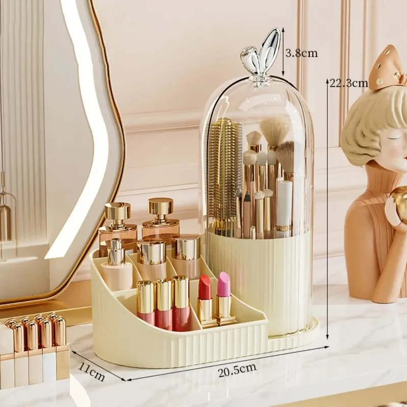 PP Makeup Brushes Storage Box 360° Rotating Large-capacity Drawer Storage Organizer Multi-compartment Dustproof