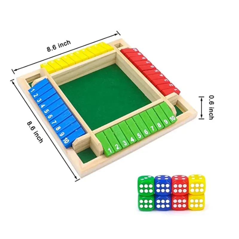 Deluxe quatro lados 10 números fechar a caixa jogo de tabuleiro conjunto de dados de brinquedo festa clube jogos de beber para famílias adultas