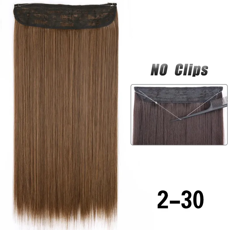 Sem clipes extensões de cabelo fio invisível longo em linha reta sintético falso pedaço de cabelo 80cm preto marrom loiro penteado