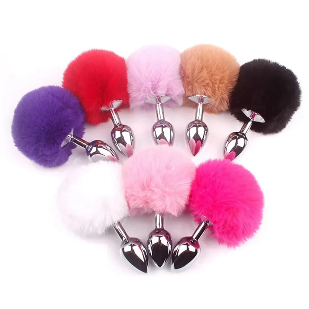 Pelúcia Silicone Coelho Cauda Butt Plug Vibrador Vibrador Massageador de Próstata Brinquedo Sexual Homens Mulheres Adulto Reutilizável