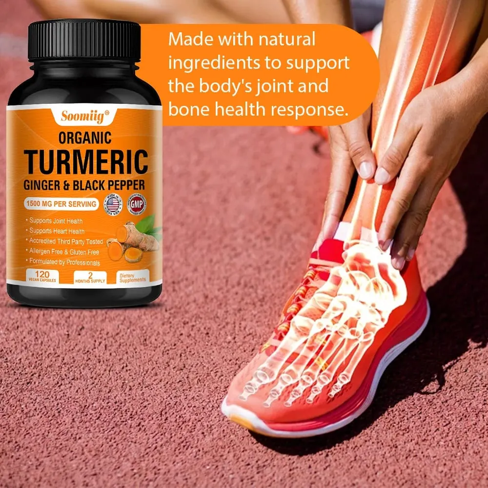 Turmeric Curcumin with Black Pepper Extract 1500mg Joint & Immune Health Support - High Absorption Turmeric Supplement NON-GMO