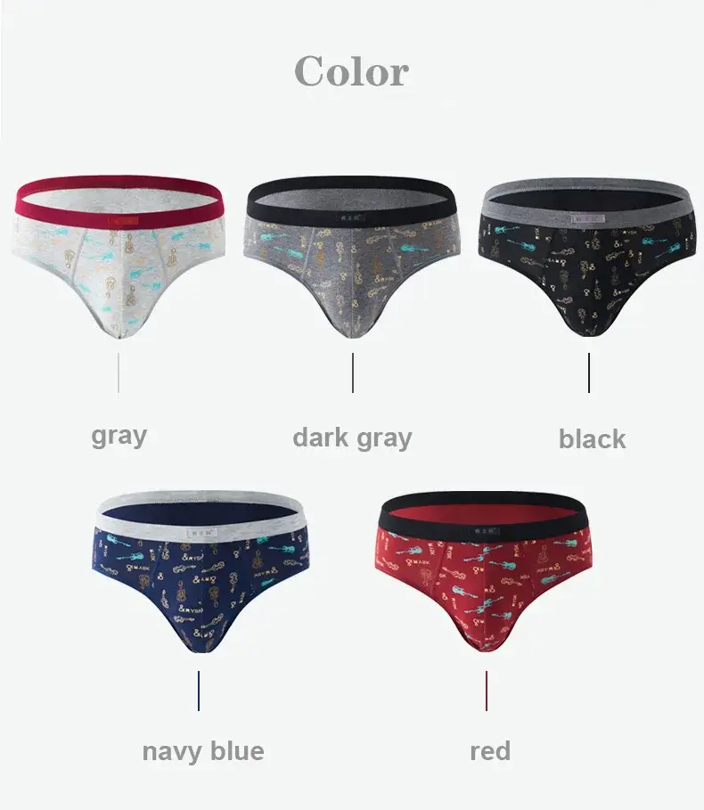 Cueca masculina de algodão plus size, cueca sexy, respirável, biquíni, estampa gay, calcinha masculina