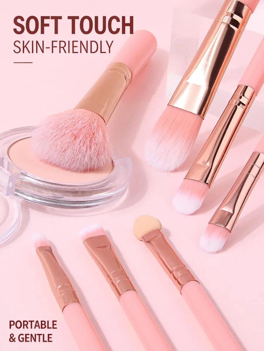 10Pcs Makeup Brush Set Soft Cosmetic Brushes Kit With Makeup Sponge Triangle Powder Puff For Face Eye Daily Beauty Makeup Tools