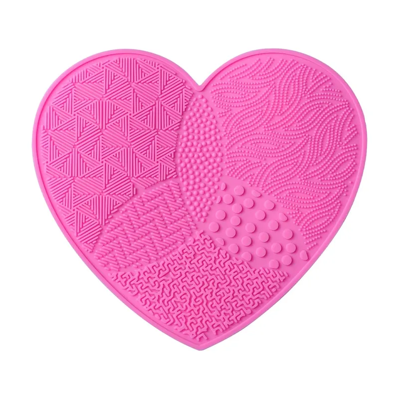 Almofada de esfrega pincéis de maquiagem limpeza de silicone com ventosa amor limpador de lavagem escova cosmética ferramenta de suprimentos de beleza