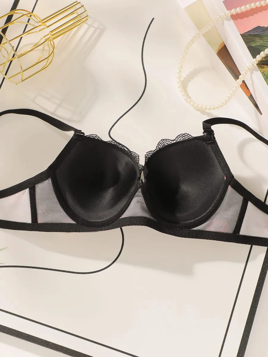 Mulheres de alta qualidade impresso retalhos rendas lingerie sexy conjunto push up underwire sutiã e calcinha conjunto para senhoras conforto ajuste S-XL