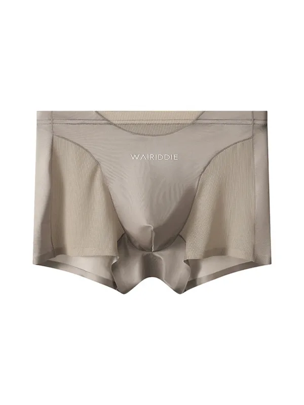 Calcinha masculina luxuosa de seda gelo, tipo cetim, respirável, malha dupla face, alta elasticidade, sem costura, shorts masculinos