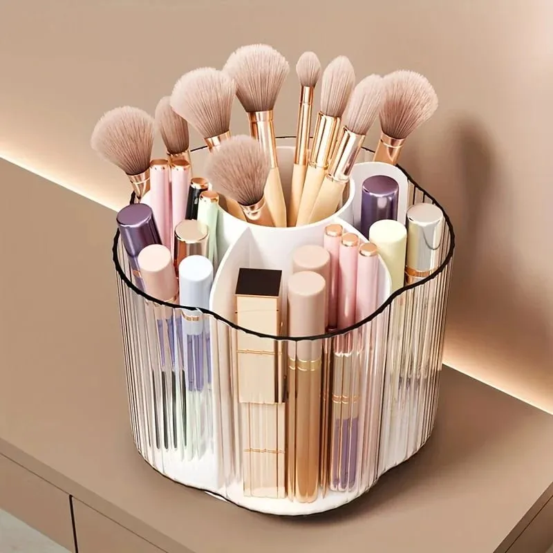 Suporte giratório para pincel de maquiagem 360 °, destacável, 6 grades, caixa de armazenamento de cosméticos, redonda, giratória, pincéis de maquiagem, ferramentas, caixa organizadora