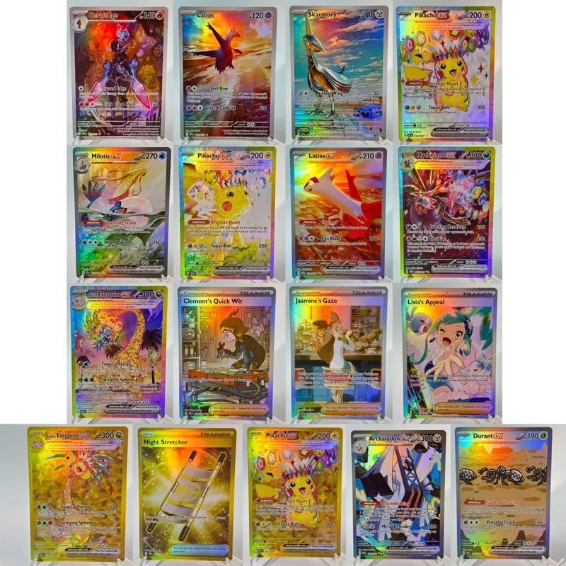 Conjunto de base de faíscas pkm cartões ptcg123 pacote gx arco-íris holográfico ex gx coleção rara brinquedos de batalha presentes para hobbies