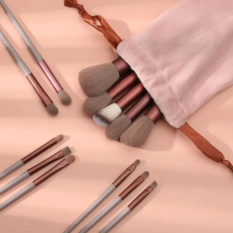 Conjunto de pincéis de maquiagem de beleza macia, 13 unidades, base, sombra, blush, ferramentas cosméticas com bolsa de armazenamento para mulheres
