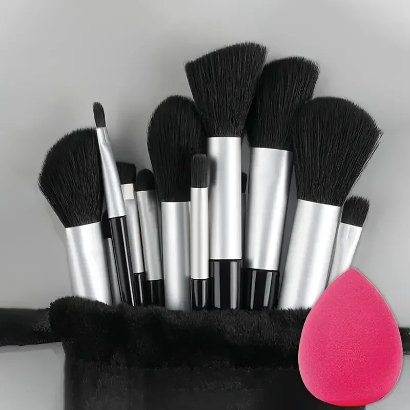Conjunto de pincéis de maquiagem profissional, 13 peças, base, sombra, blush, pó, mistura macia, fofo, cosméticos, conjunto completo de ferramentas de maquiagem feminina