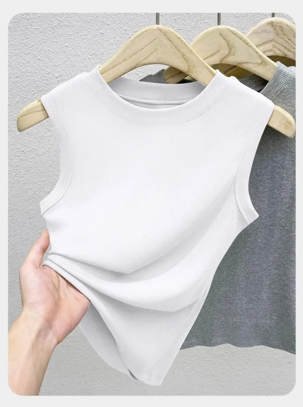 1 pçs primavera verão feminino malha regata menina fina topos senhora básico casual regata gola redonda camisetas sem mangas topo m ~ 3xl