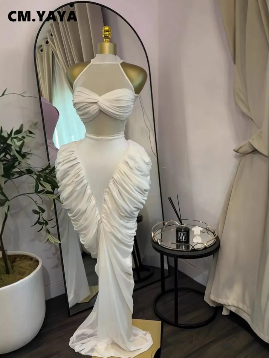 yaya feminino sem mangas retalhos ruched empilhados rendas até blusa maxi vestido longo férias na moda festa de aniversário vestidos — image 1