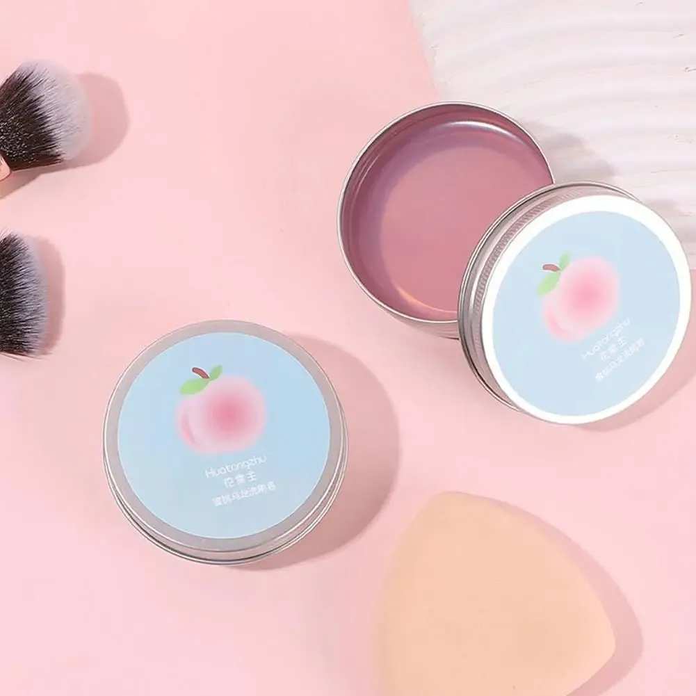 Escova de maquiagem portátil, sabão de limpeza, pêssego, perfumado, limpador sólido para esponja de maquiagem e pincéis, ferramenta de lavagem cosmética amigável para viagens