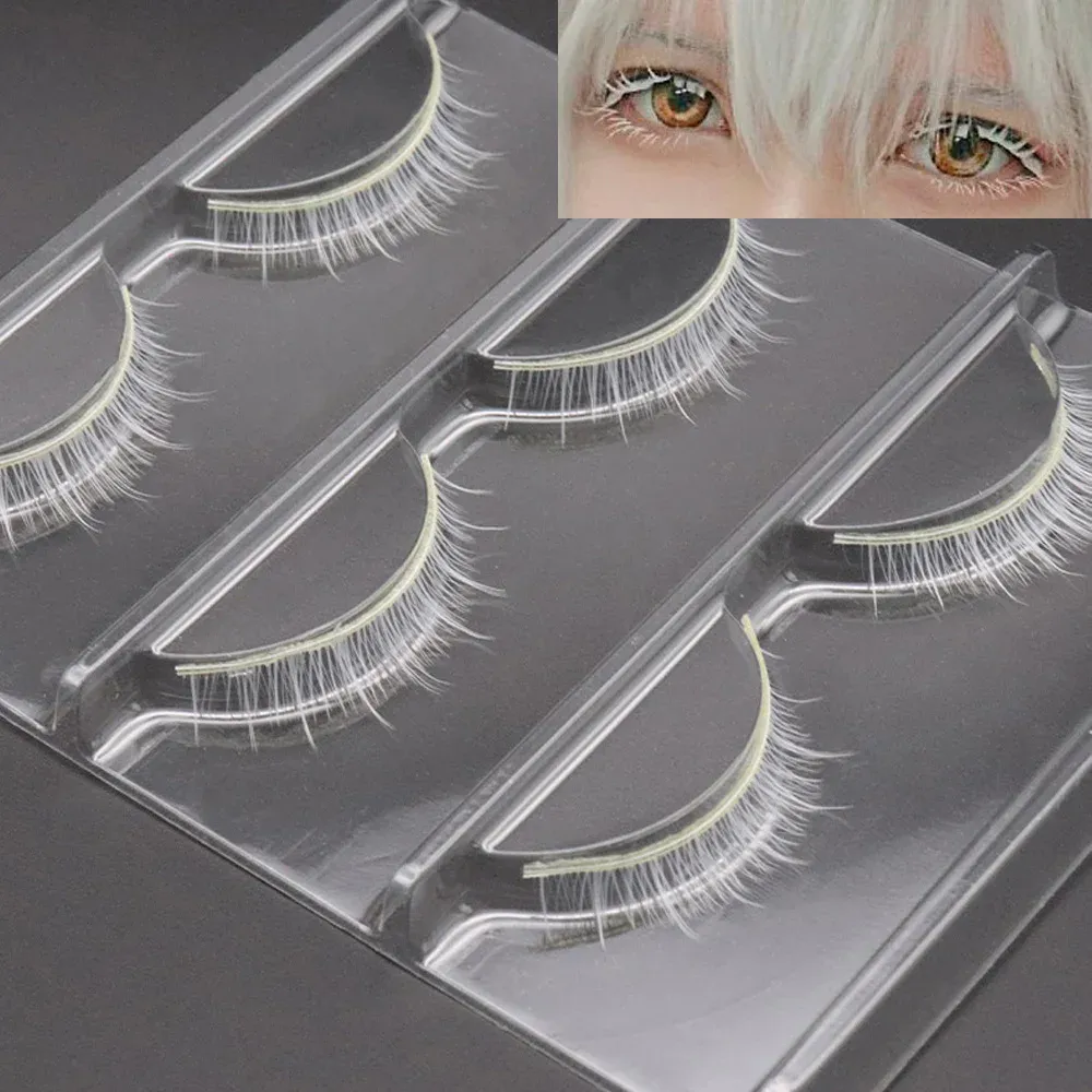 3 pares de cílios brancos, maquiagem natural, cílios longos, extensão, faixa cruzada, cílios postiços, ferramentas de maquiagem de beleza, imperdível