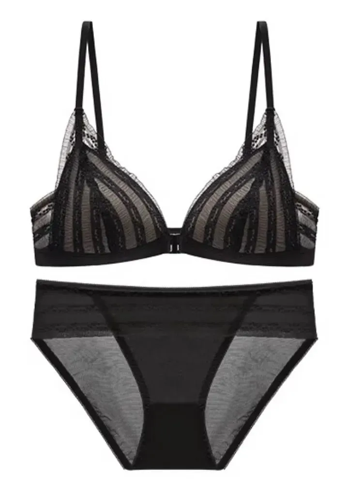 Sutiã push up para seios pequenos, bralette de renda frontal sem fio, copo triangular, roupa íntima sexy, copo demi fino, peito pequeno