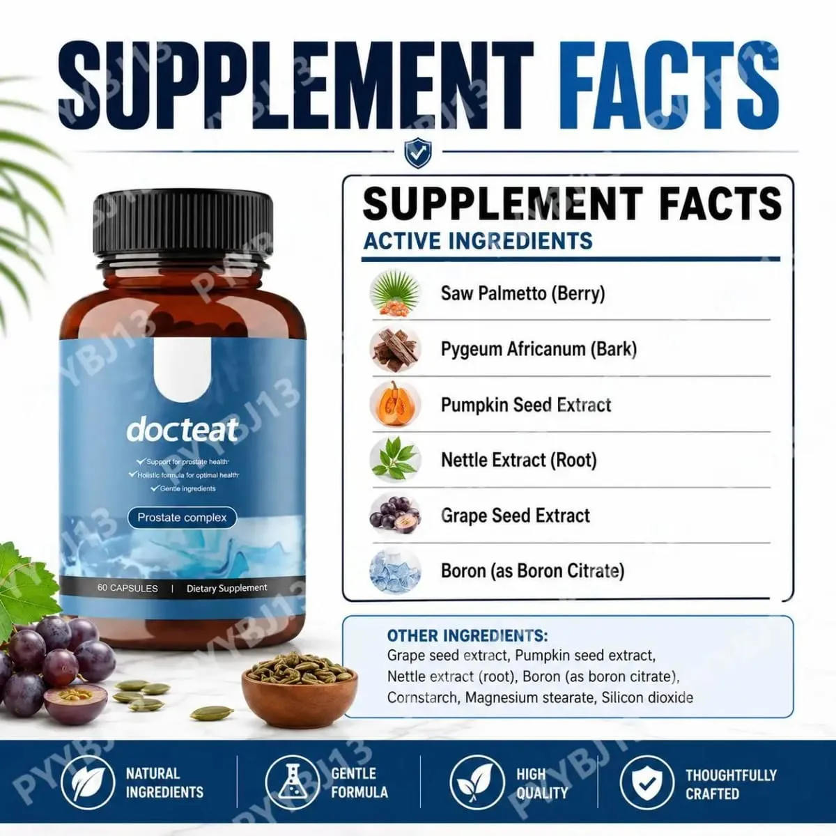 Docteat Prostate Complex Capsules apoia a saúde da próstata e o fluxo de urina com Herbal Saw Palmetto e Pygeum 60 cápsulas