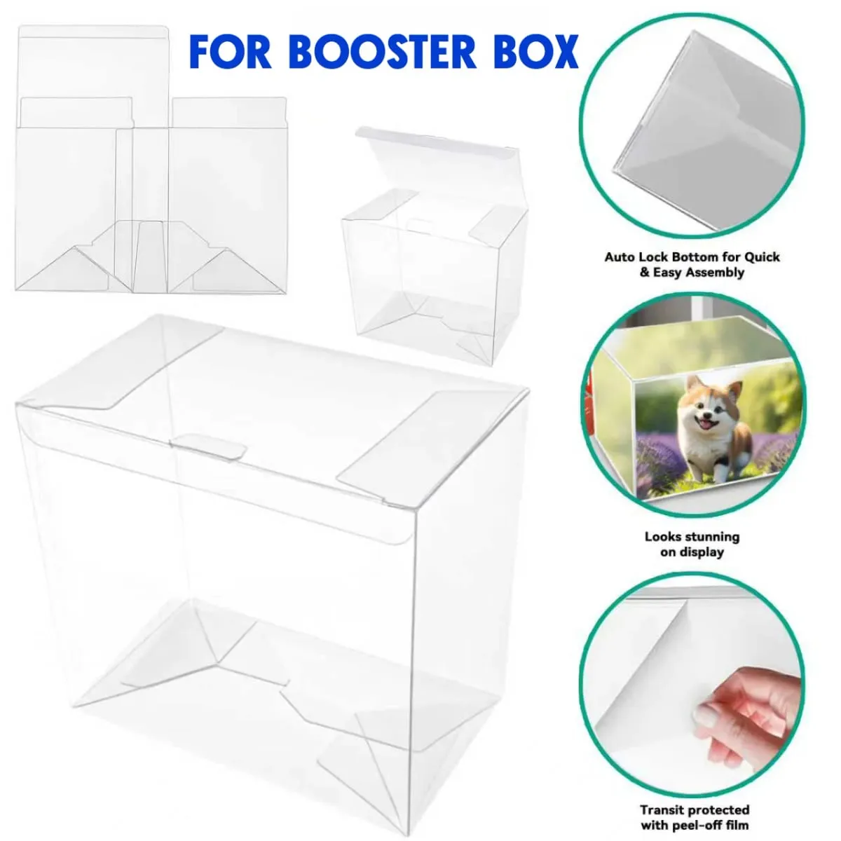 5/10 pçs claro pet booster caixa protetor caso para cartões ptcg tcg resistente a riscos escudo de armazenamento de exibição para cartões de negociação