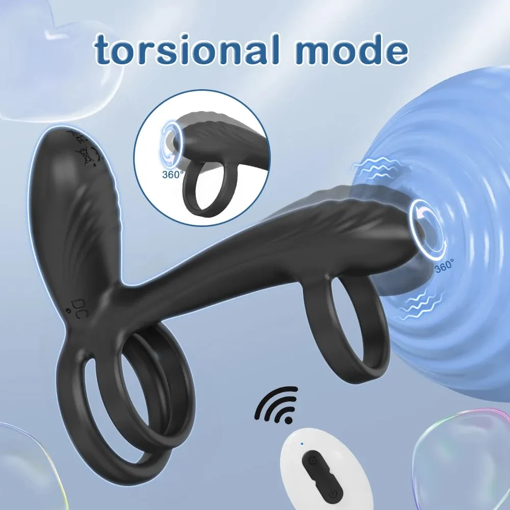Vibrador duplo com controle remoto, anel peniano para homens, tempo de atraso, massageador de próstata, anéis penianos, brinquedo sexual vibratório para homens — image 4
