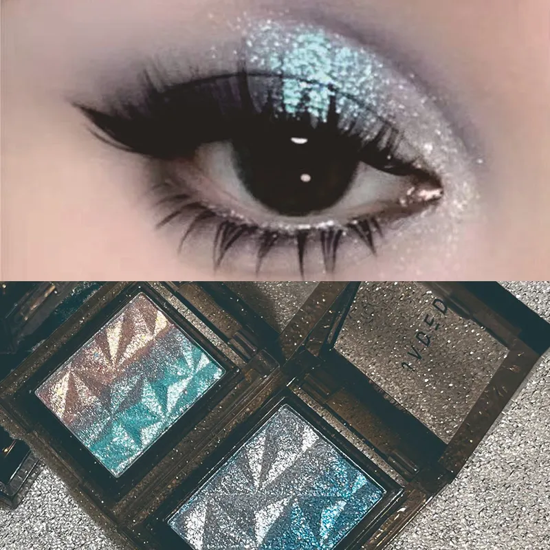 Paleta de sombra gradiente metálico prata azul punk esfumaçado sombra de olho altamente pigmentado pressionado roxo glitter olhos maquiagem paleta