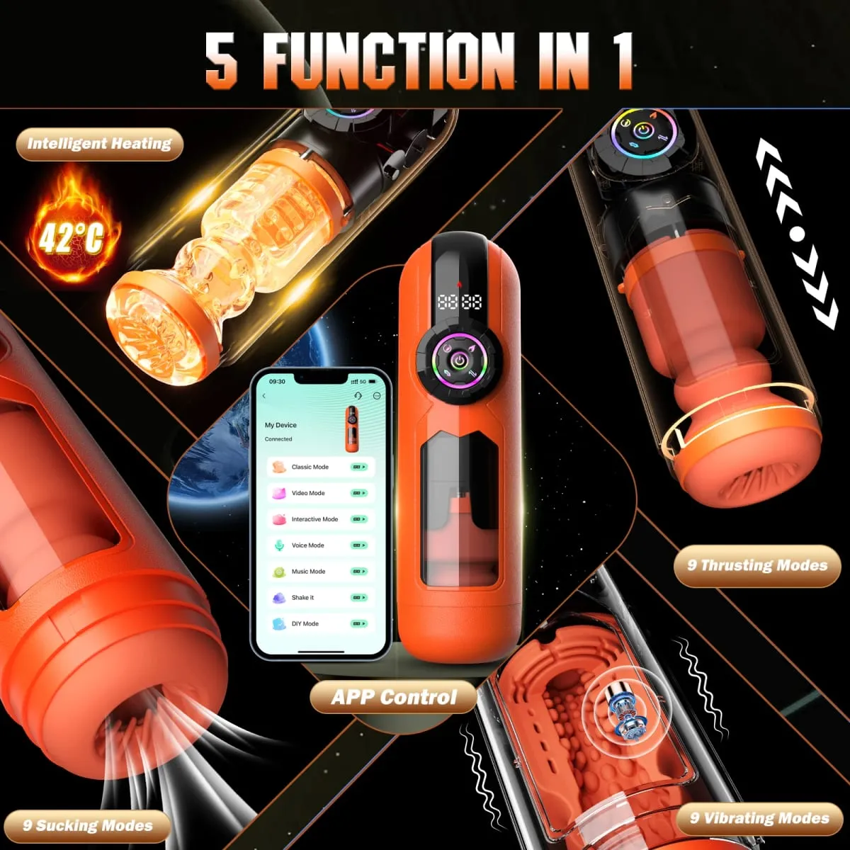 APP Inteligente Aquecimento Sucção Boquete Masturbador para Homens Display LCD Telescópico Vibratório Copo Masturbação Bolso Buceta