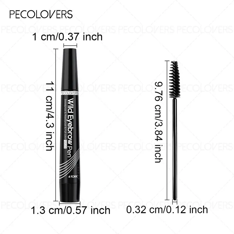 Conjunto de maquiagem de sobrancelha 4 tamanhos - à prova d'água e à prova de manchas, adequado para tatuagem de sobrancelha, criando sobrancelhas selvagens bem definidas